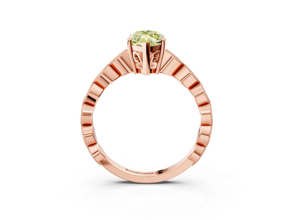 Rose gold Fancy Yellow Marquise Cut Solitaire Diamond Ring with Infinity Twist Band and Four-Prong Setting