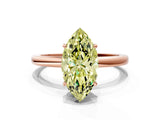 Rose gold Fancy Yellow Marquise Cut Solitaire Diamond Ring with Prong Setting and Plain Band