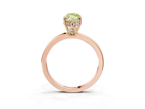 Rose gold Fancy Yellow Marquise Cut Solitaire Diamond Ring with Prong Setting and Plain Band_3