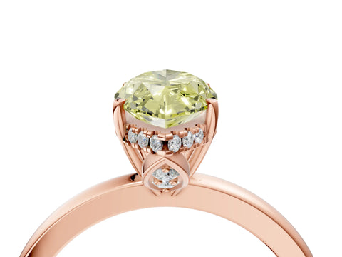 Rose gold Fancy Yellow Marquise Cut Solitaire Diamond Ring with Prong Setting and Plain Band_4