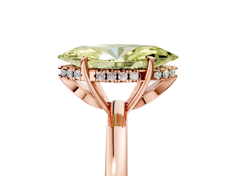 Rose gold Fancy Yellow Marquise Cut Solitaire Diamond Ring with Prong Setting and Plain Band_5