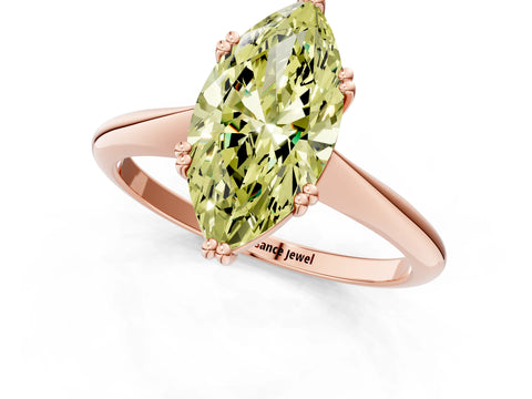 Rose gold Fancy Yellow Marquise Cut Solitaire Diamond Ring with Six-Prong Setting and Classic Band_1