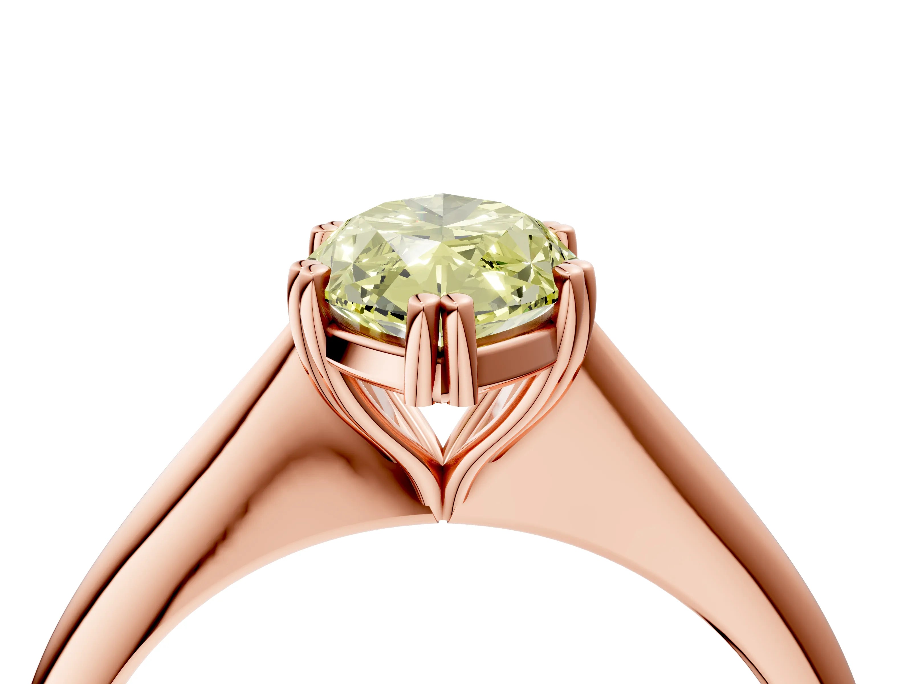 Rose gold Fancy Yellow Marquise Cut Solitaire Diamond Ring with Six-Prong Setting and Classic Band_4
