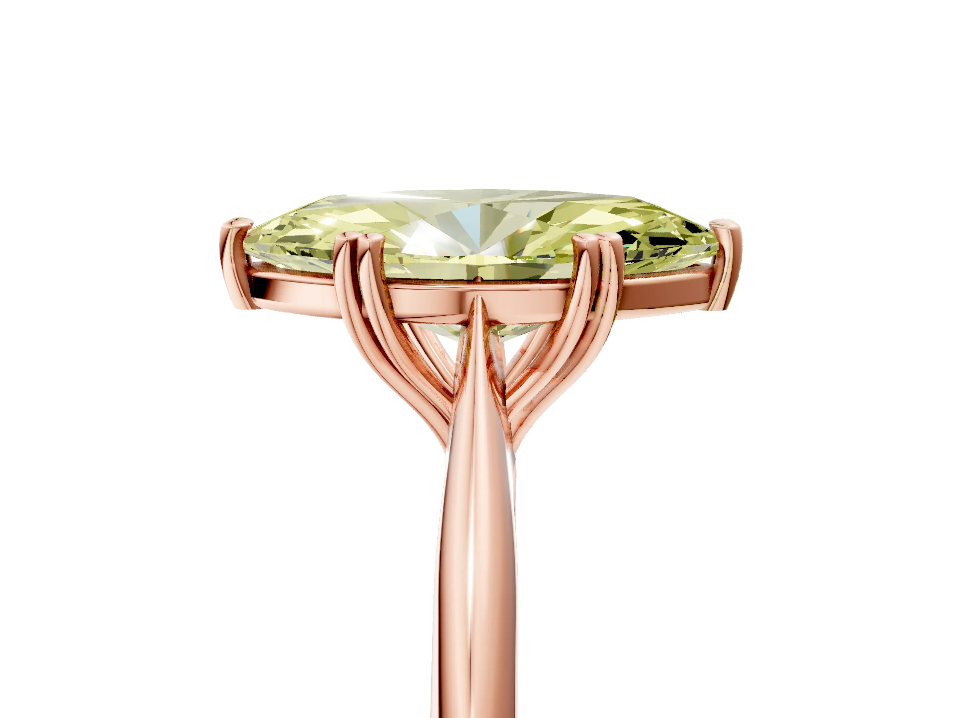 Rose gold Fancy Yellow Marquise Cut Solitaire Diamond Ring with Six-Prong Setting and Classic Band_5