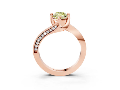 Rose gold Fancy Yellow Marquise Cut Solitaire Diamond Twist Band with Pavé Setting and Four-Prong Setting_3