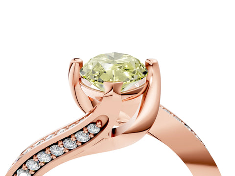 Rose gold Fancy Yellow Marquise Cut Solitaire Diamond Twist Band with Pavé Setting and Four-Prong Setting_4