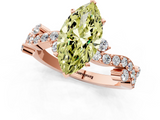 Rose gold Fancy Yellow Marquise  Cut Solitaire Diamond Twisted Band with Pave Setting_1