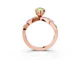 Rose gold Fancy Yellow Marquise  Cut Solitaire Diamond with Side Stones on Criss-Cross Band and Four-Prong Setting_3