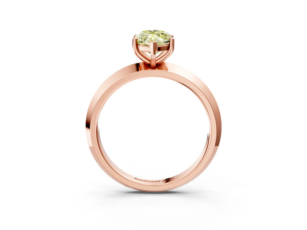 Rose gold Fancy Yellow Marquise  Cut Solitaire Engagement Ring with Flat Band and Four-Prong Setting