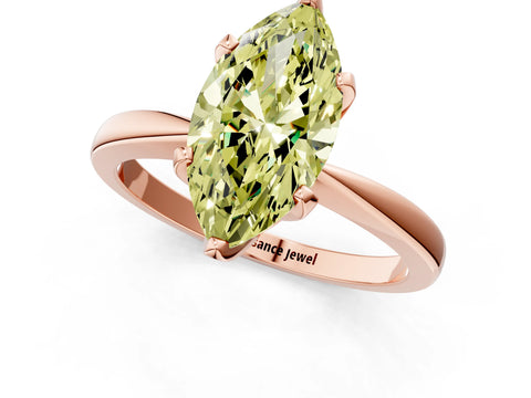 Rose gold Fancy Yellow Marquise Cut Solitaire Engagement Ring with Six-Prong Setting and Tapered Band_1