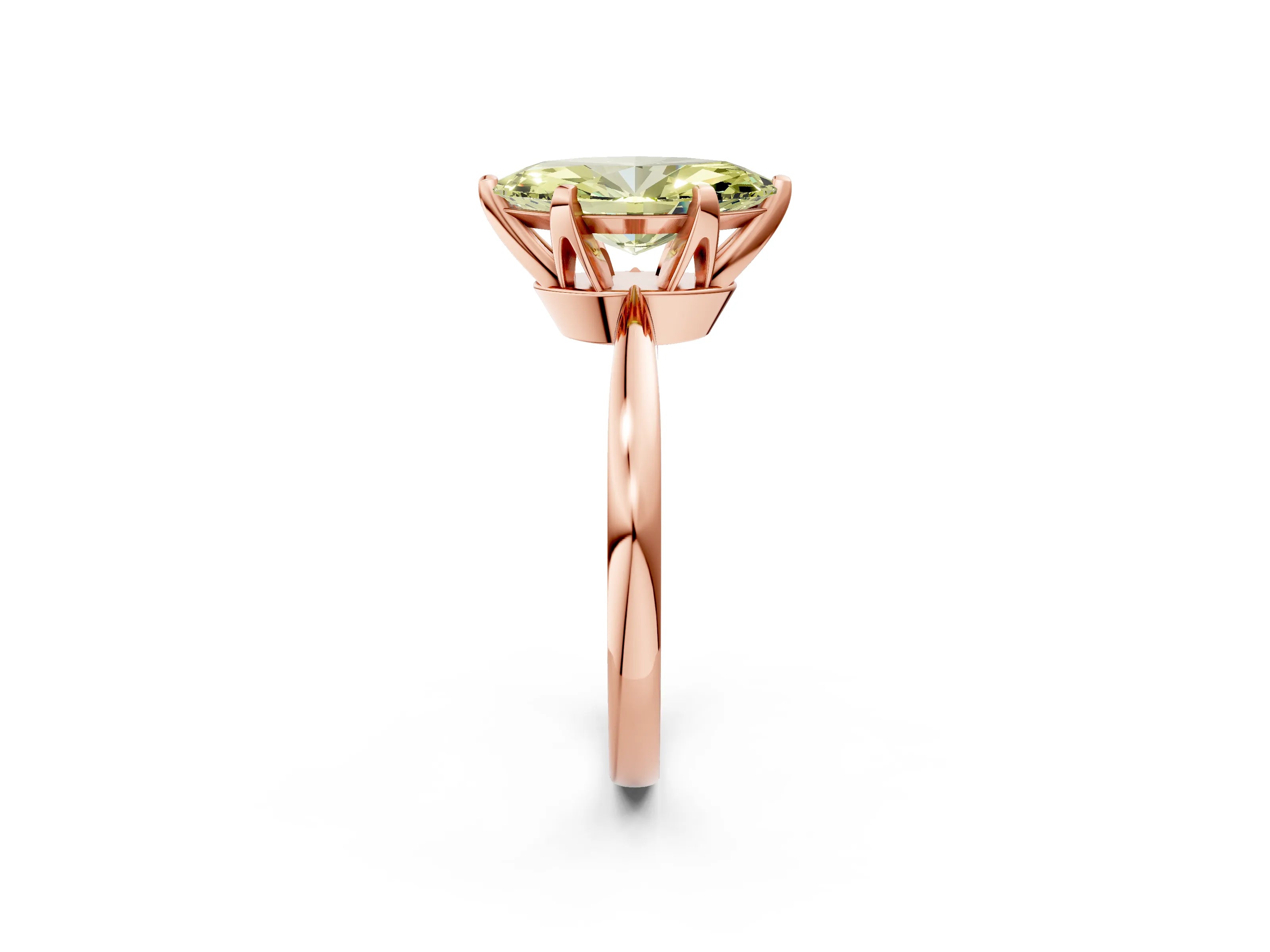 Rose gold Fancy Yellow Marquise Cut Solitaire Engagement Ring with Six-Prong Setting and Tapered Band_2