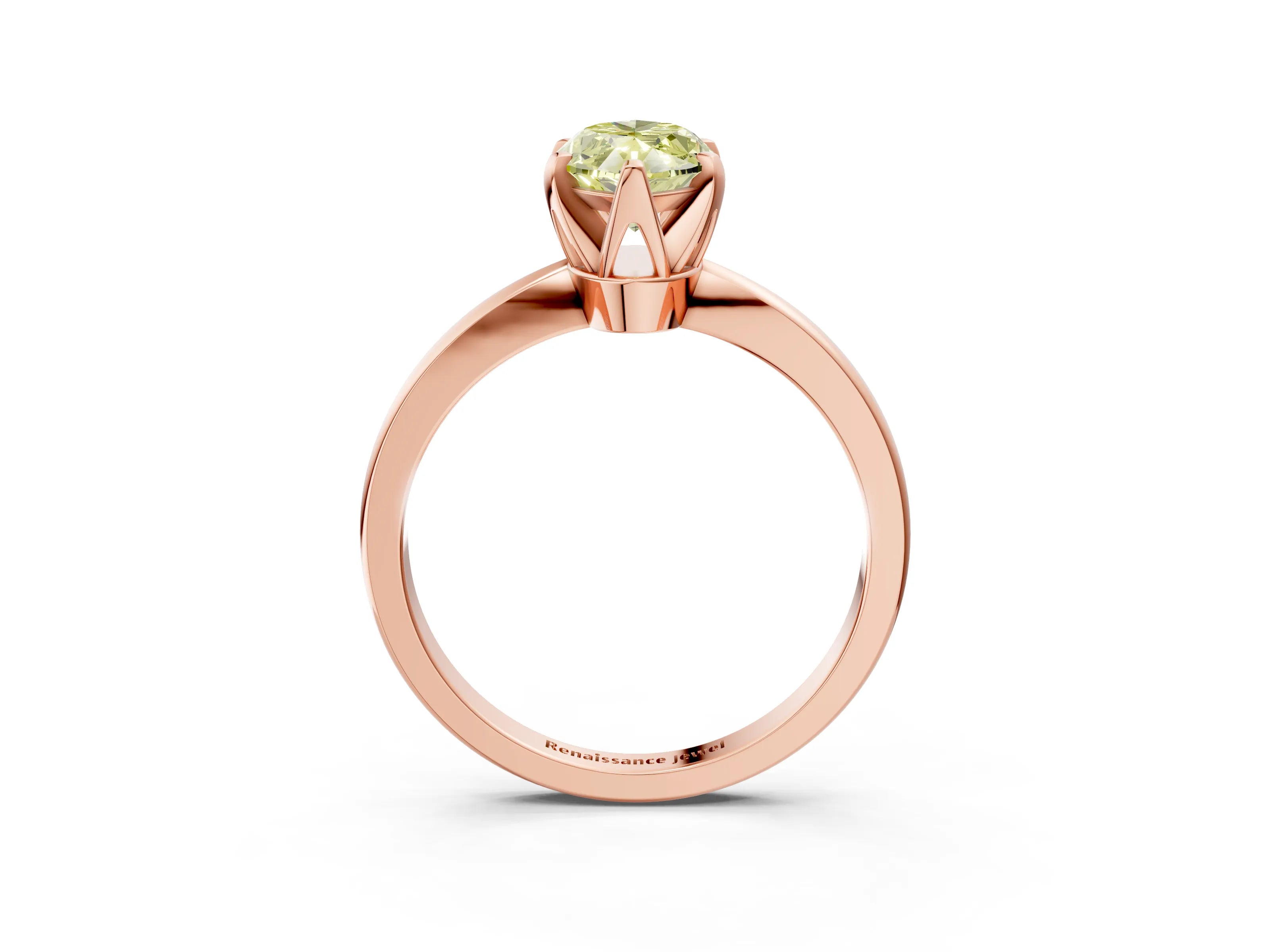 Rose gold Fancy Yellow Marquise Cut Solitaire Engagement Ring with Six-Prong Setting and Tapered Band_3