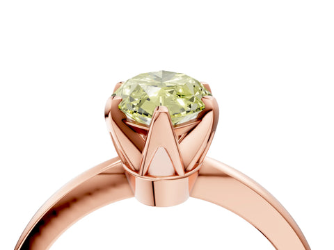 Rose gold Fancy Yellow Marquise Cut Solitaire Engagement Ring with Six-Prong Setting and Tapered Band_4