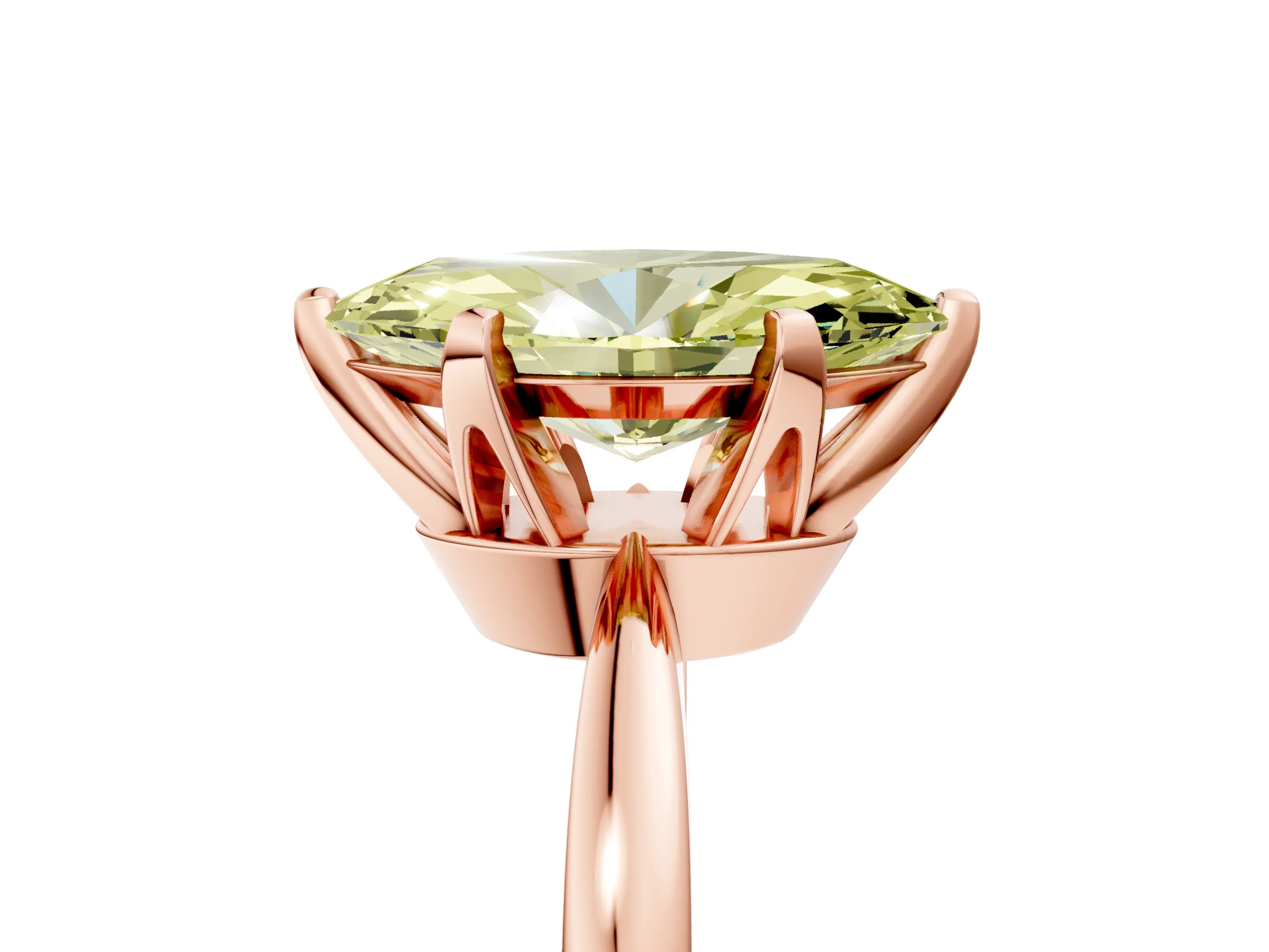 Rose gold Fancy Yellow Marquise Cut Solitaire Engagement Ring with Six-Prong Setting and Tapered Band_5