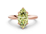 Rose gold Fancy Yellow Marquise  Cut Solitaire Engagement Ring with Tapered Band and Four-Prong Setting 1