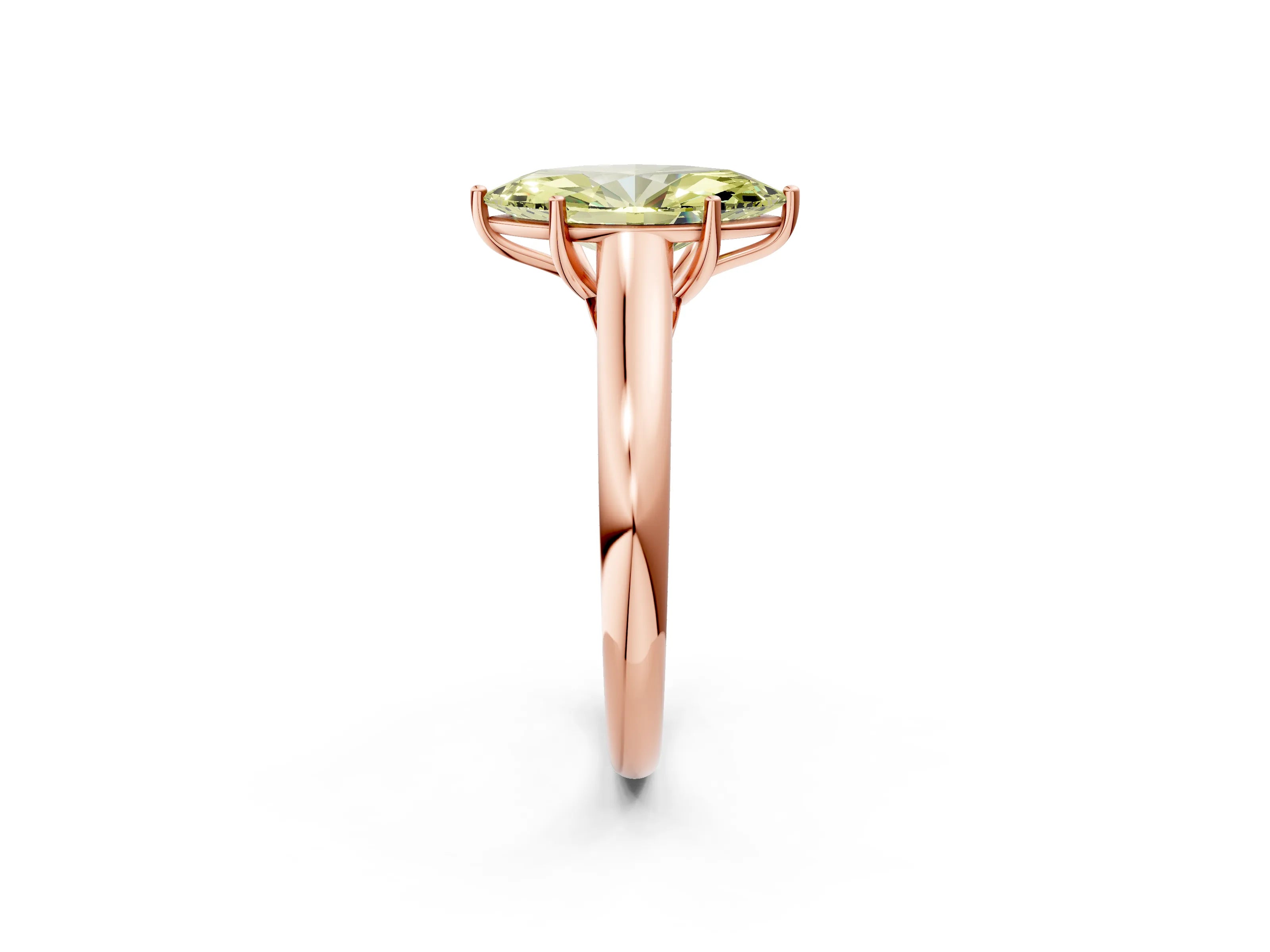 Rose gold Fancy Yellow Marquise Cut Solitaire Engagement Ring with Tapered Band and Four-Prong Setting_5