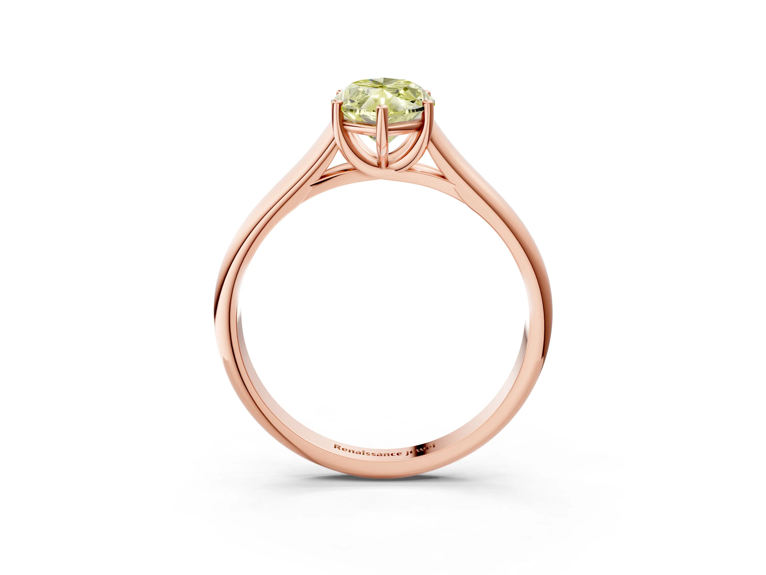 Rose gold Fancy Yellow Marquise Cut Solitaire Engagement Ring with Tapered Band and Four-Prong Setting_6