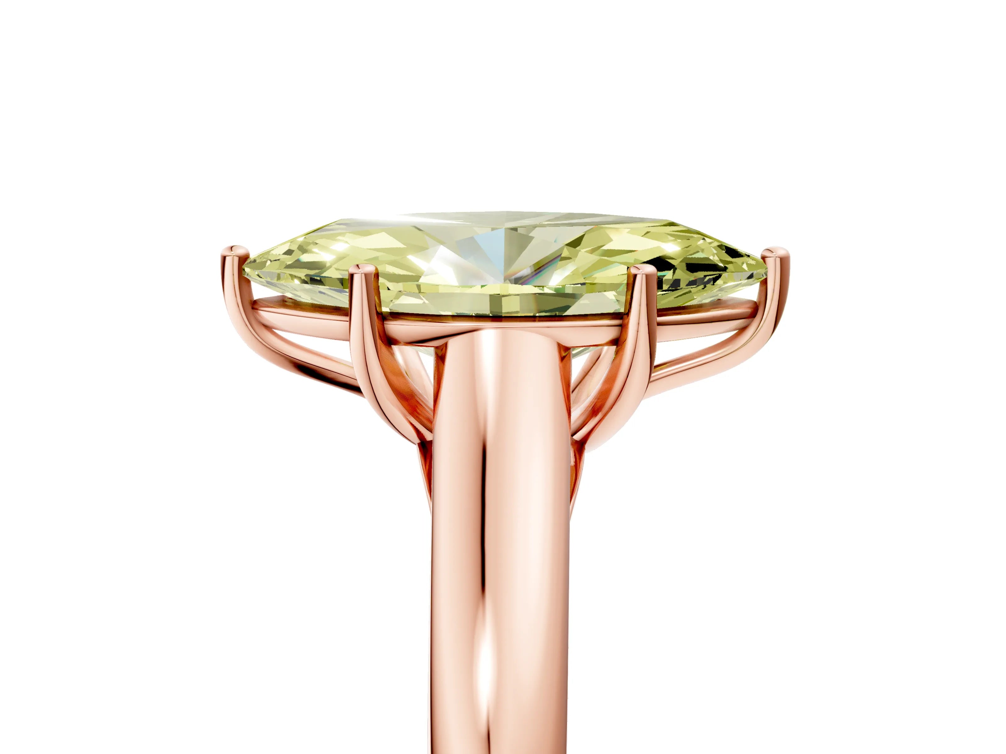 Rose gold Fancy Yellow Marquise Cut Solitaire Engagement Ring with Tapered Band and Four-Prong Setting_8