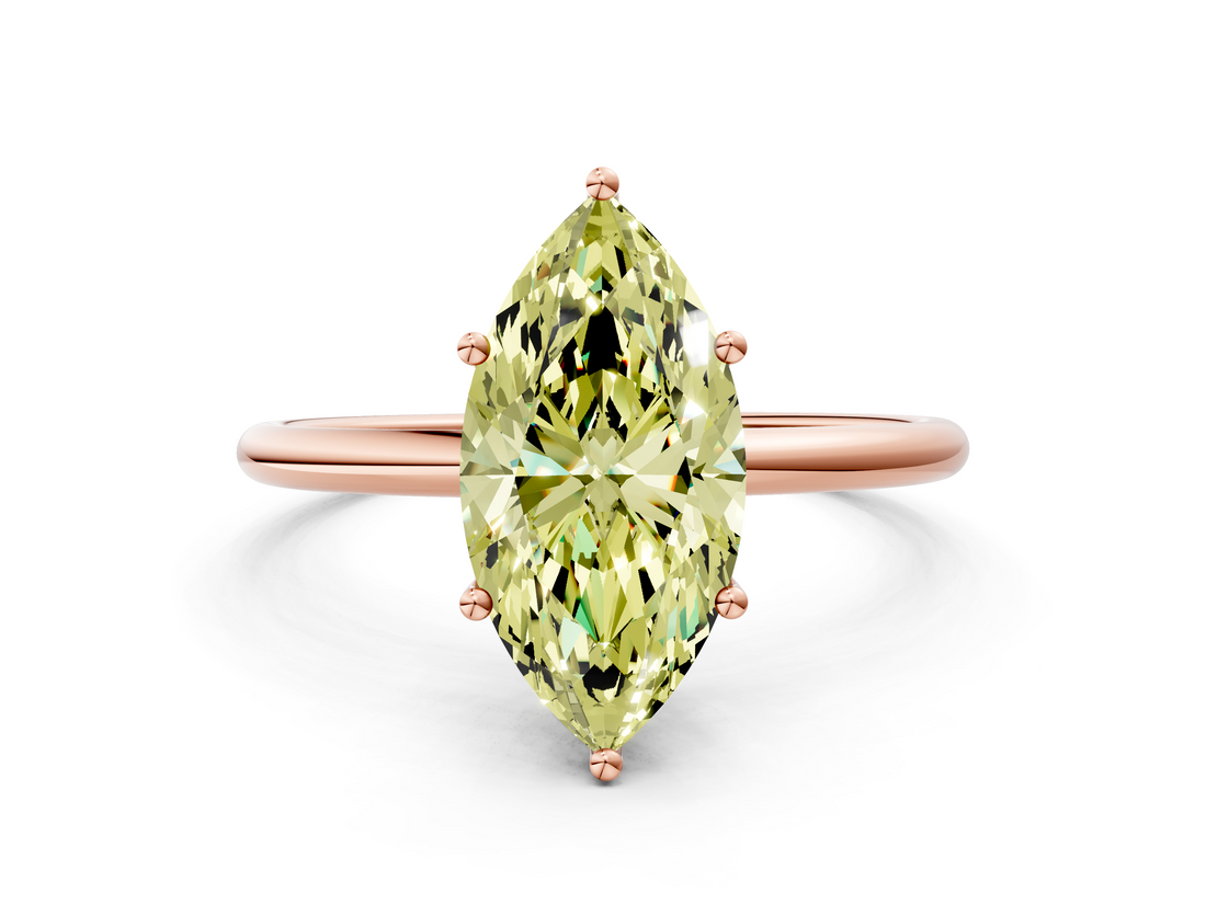 Rose gold Fancy Yellow Marquise  Cut Solitaire Engagement Ring with Thin Band and Four-Prong Setting_3