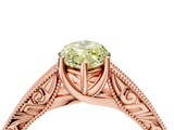 Rose gold Fancy Yellow Marquise  Cut Solitaire Engraved Band with Four-Prong Setting_4