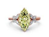 Rose gold Fancy Yellow Marquise  Cut Solitaire Floral Diamond Ring with Four-Prong Setting