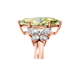 Rose gold Fancy Yellow Marquise  Cut Solitaire Floral Diamond Ring with Four-Prong Setting_5