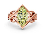 Rose gold Fancy Yellow Marquise Cut Solitaire Intertwined Band Prong Setting Ring_12