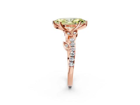 Rose gold Fancy Yellow Marquise Cut Solitaire Leaf-Inspired Diamond Ring with Pavé Band and Four-Prong Setting_2
