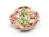 Rose gold Fancy Yellow Marquise Cut Solitaire Leaf-Inspired Engagement Ring with Prong Setting_12