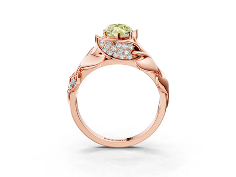 Rose gold Fancy Yellow Marquise Cut Solitaire Leaf-Inspired Engagement Ring with Prong Setting_3