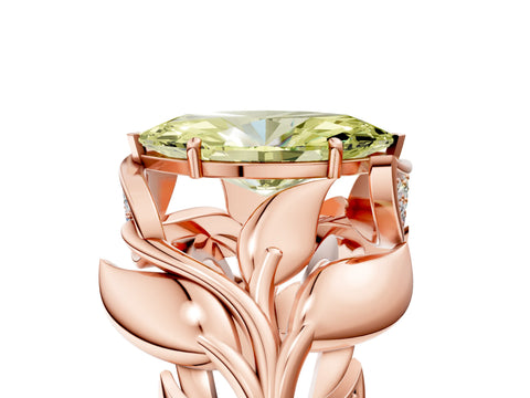 Rose gold Fancy Yellow Marquise Cut Solitaire Leaf-Inspired Engagement Ring with Prong Setting_5