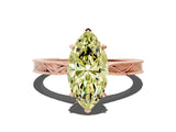 Rose gold Fancy Yellow Marquise Cut Solitaire Milgrain Engraved Band with Four-Prong Setting