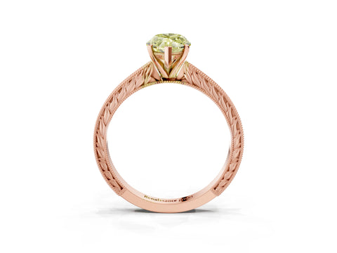 Rose gold Fancy Yellow Marquise Cut Solitaire Milgrain Engraved Band with Four-Prong Setting_3