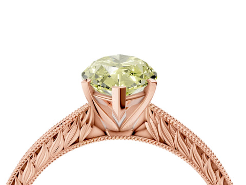 Rose gold Fancy Yellow Marquise Cut Solitaire Milgrain Engraved Band with Four-Prong Setting_4