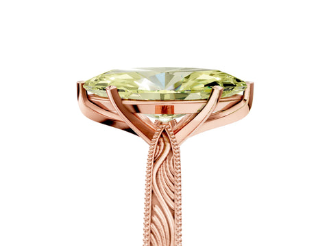 Rose gold Fancy Yellow Marquise Cut Solitaire Milgrain Engraved Band with Four-Prong Setting_5