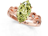 Rose gold Fancy Yellow Marquise Cut Solitaire Milgrain Leaf Band with Prong Setting_1