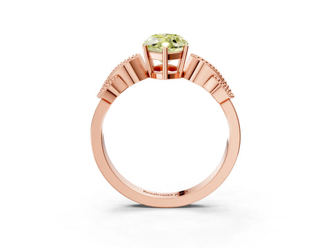 Rose gold Fancy Yellow Marquise Cut Solitaire Milgrain Leaf Band with Prong Setting_3