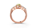 Rose gold Fancy Yellow Marquise Cut Solitaire Princess Side Stone Engraved Band Prong Setting Ring_3