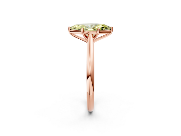 Rose gold Fancy Yellow Marquise  Cut Solitaire Ring with Cathedral Band and Four-Prong Setting