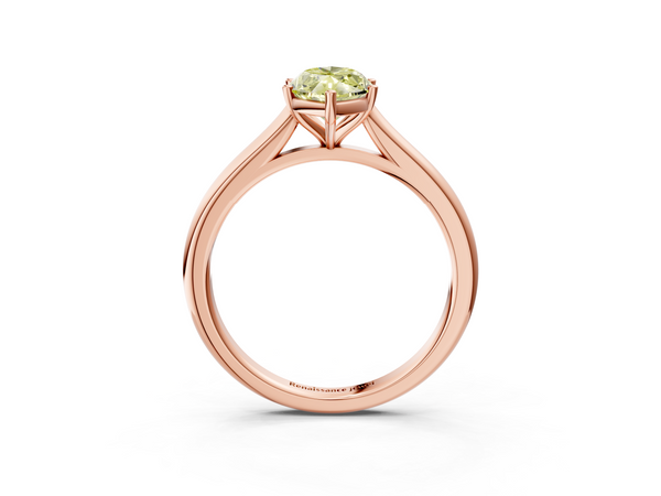 Rose gold Fancy Yellow Marquise  Cut Solitaire Ring with Cathedral Band and Four-Prong Setting