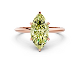 Rose gold Fancy Yellow Marquise  Cut Solitaire Ring with Four-Prong Setting on a Classic Band