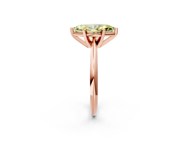 Rose gold Fancy Yellow Marquise  Cut Solitaire Ring with Four-Prong Setting on a Classic Band