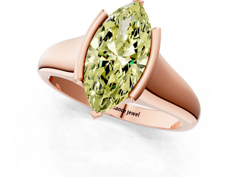 Rose gold Fancy Yellow Marquise Cut Solitaire Tension Set Diamond Ring with Split Shank Band_1