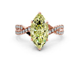 Rose gold Fancy Yellow Marquise Cut Solitaire Twist Pave Diamond Engagement Ring with Prong Setting