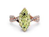 Rose gold Fancy Yellow Marquise Cut Solitaire Twist Pave Diamond Engagement Ring with Prong Setting_36