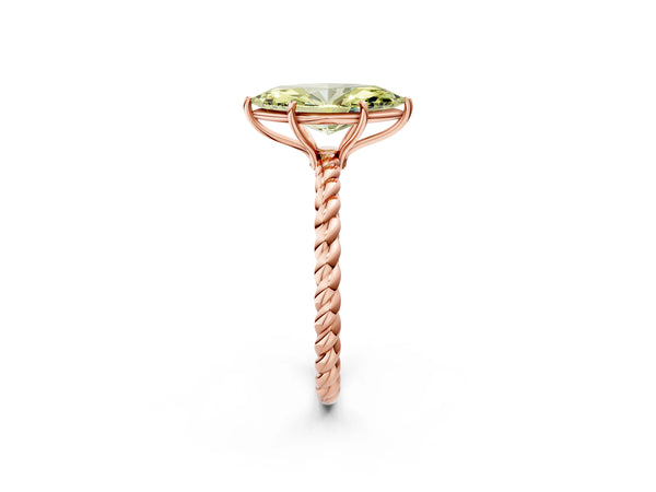 Rose gold Fancy Yellow Marquise Cut Solitaire Twisted Band 4-Prong Ring