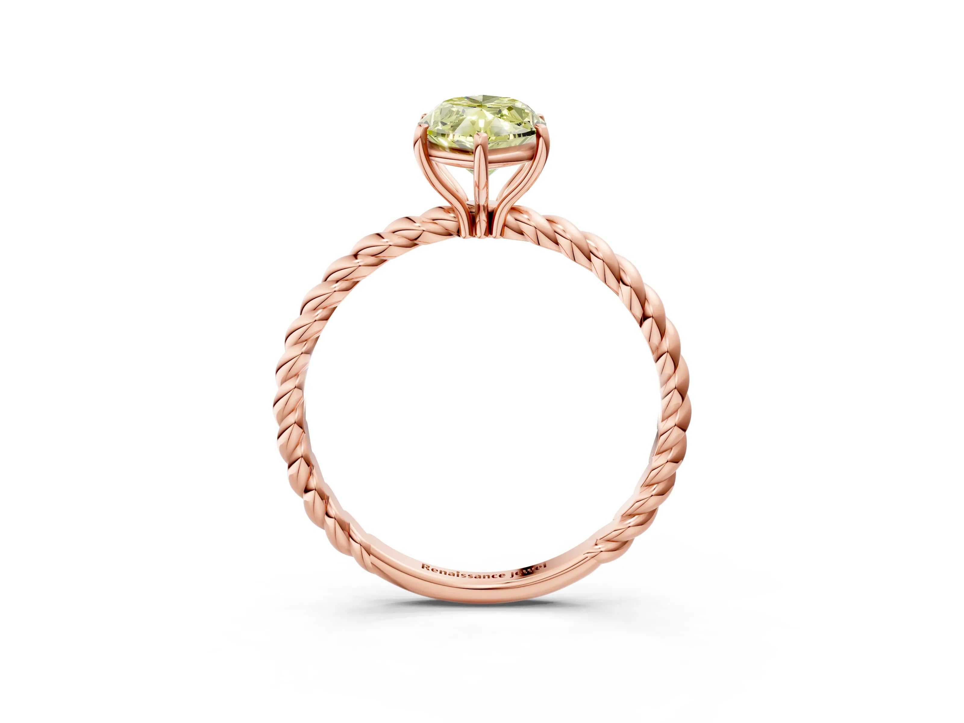 Rose gold Fancy Yellow Marquise Cut Solitaire Twisted Band 4-Prong Ring_3