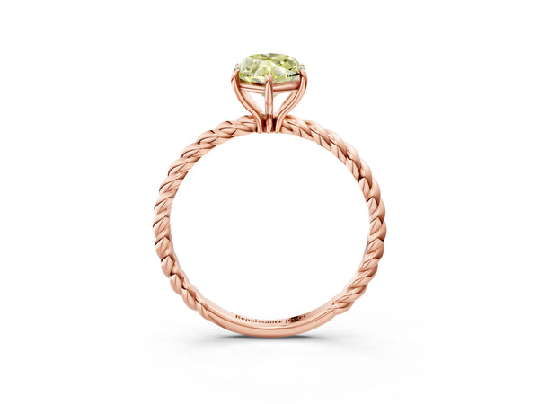 Rose gold Fancy Yellow Marquise Cut Solitaire Twisted Band 4-Prong Ring