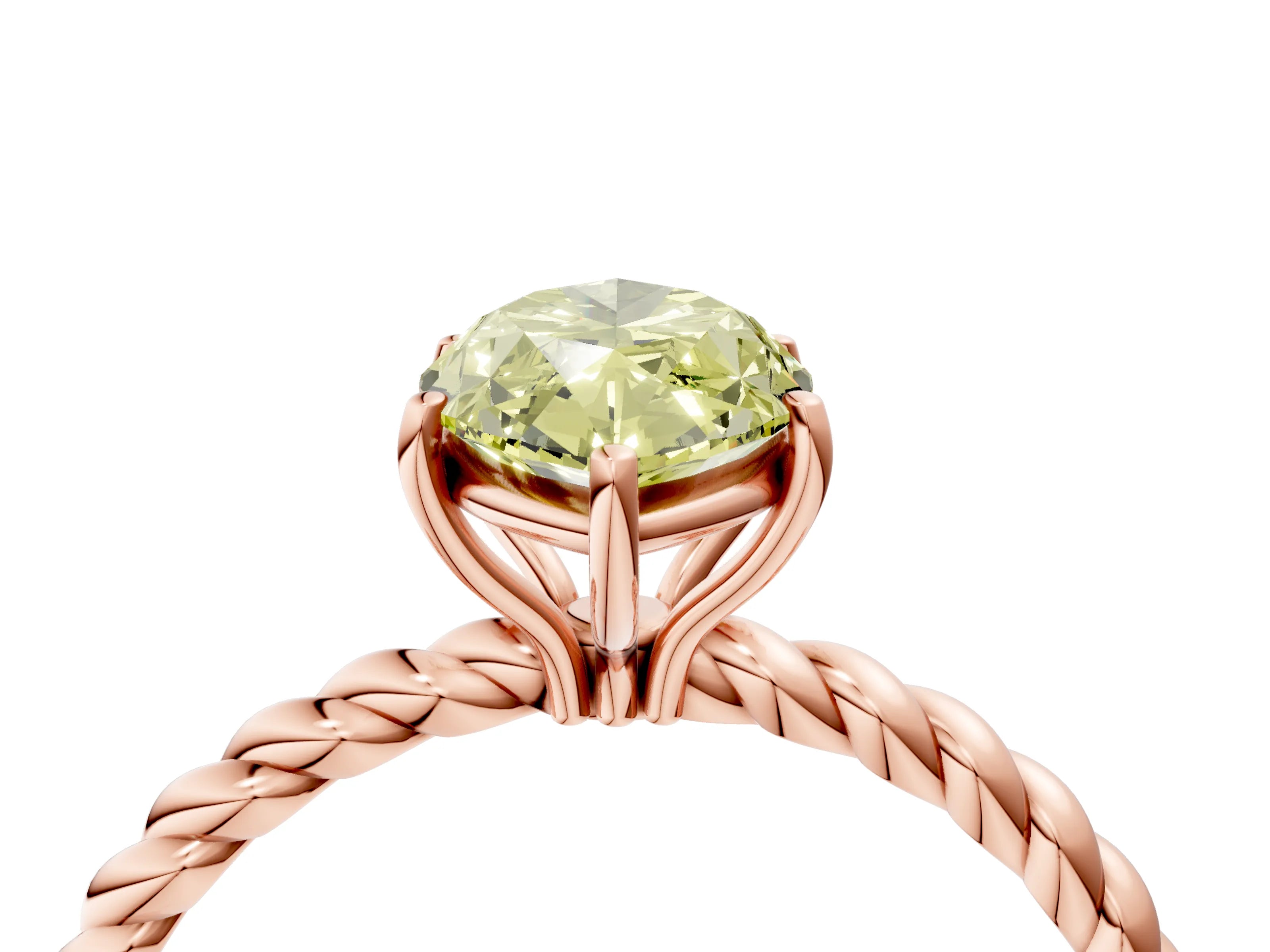 Rose gold Fancy Yellow Marquise Cut Solitaire Twisted Band 4-Prong Ring_4