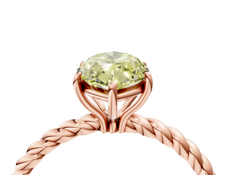 Rose gold Fancy Yellow Marquise Cut Solitaire Twisted Band 4-Prong Ring_4
